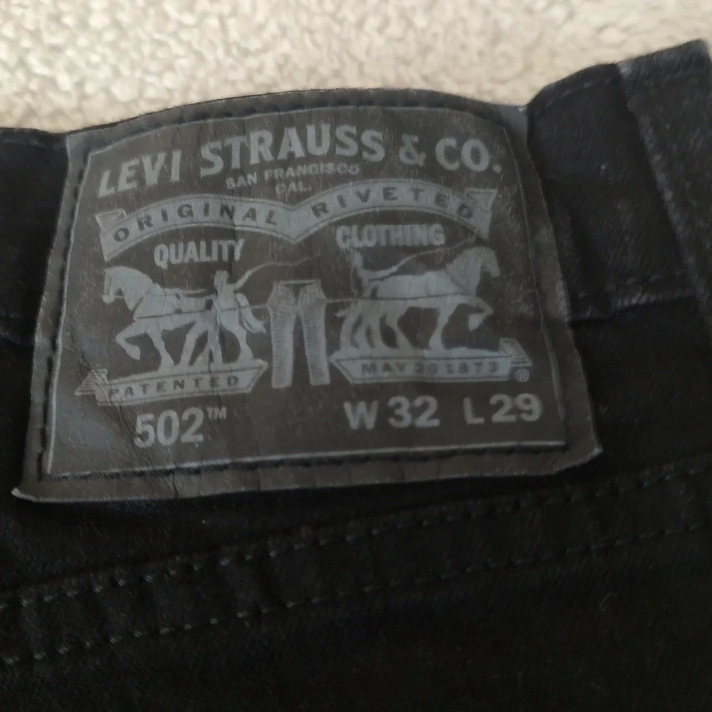 Levi's 502 Regular Taper Jeans Mens 32x29 Black‎ Excellent Tapered Denim Pants